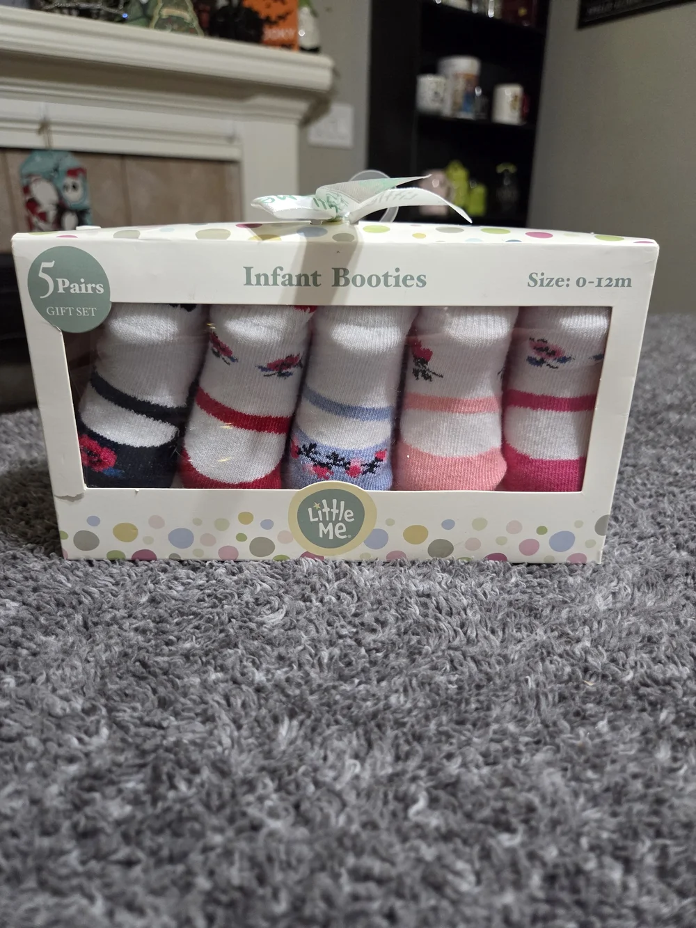 Little Me Infant Booties 5-Pack - Pink/White/Blue/Black